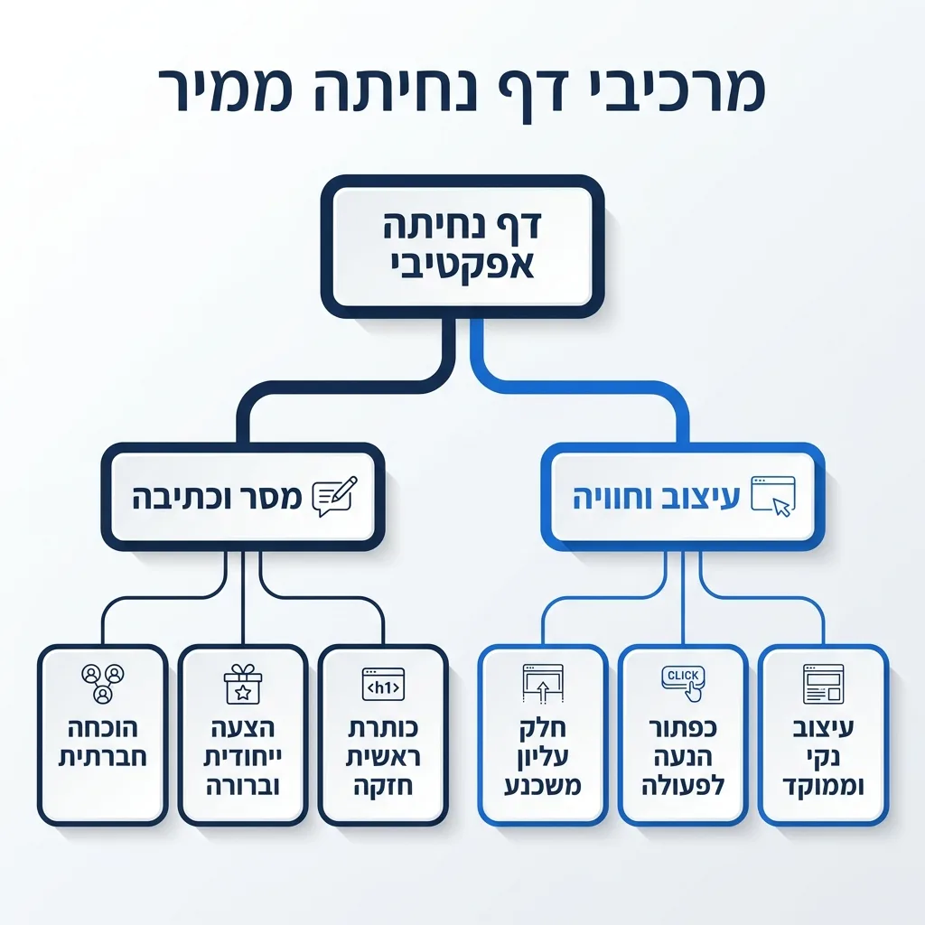 אינפוגרפיקה — מרכיבי דף נחיתה ממיר: דף נחיתה אפקטיבי