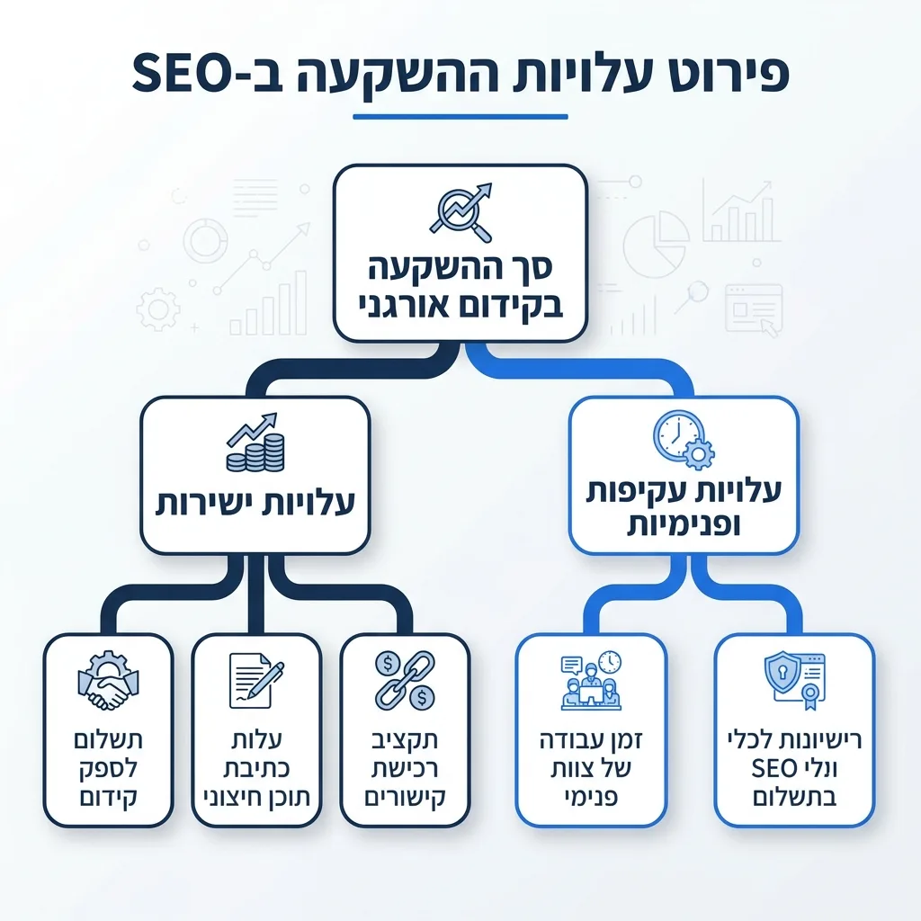 אינפוגרפיקה — פירוט עלויות ההשקעה ב-SEO: סך ההשקעה בקידום אורגני
