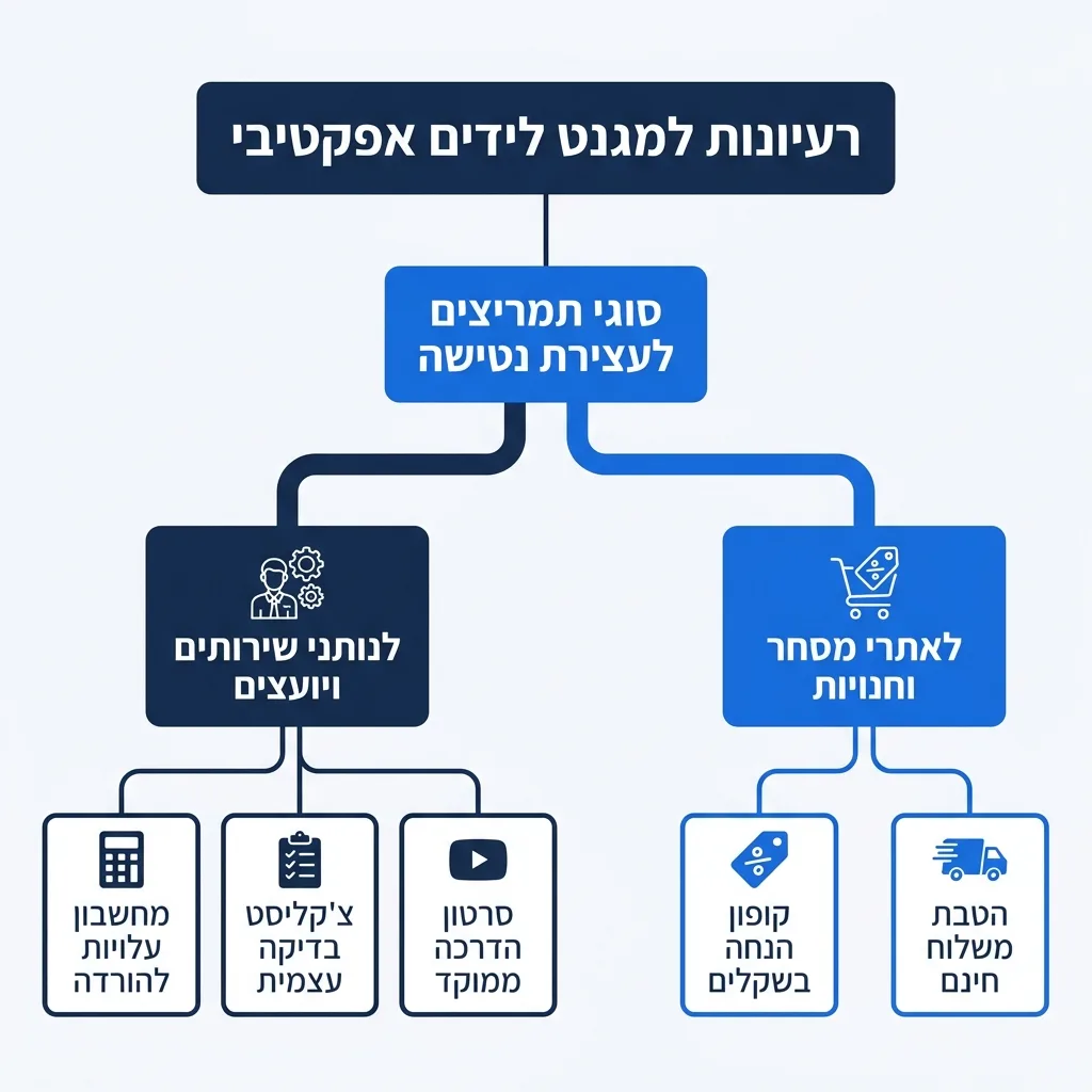 אינפוגרפיקה — רעיונות למגנט לידים אפקטיבי: סוגי תמריצים לעצירת נטישה